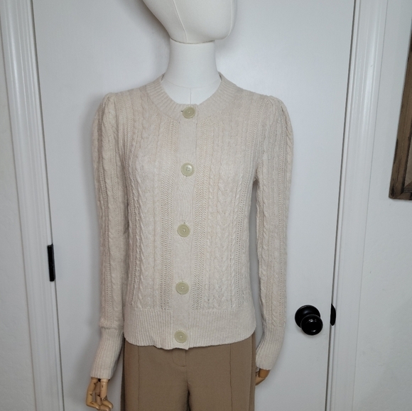 LOFT Sweaters - LOFT Cotton-Wool Blend Cable Knit Cardigan Size Small